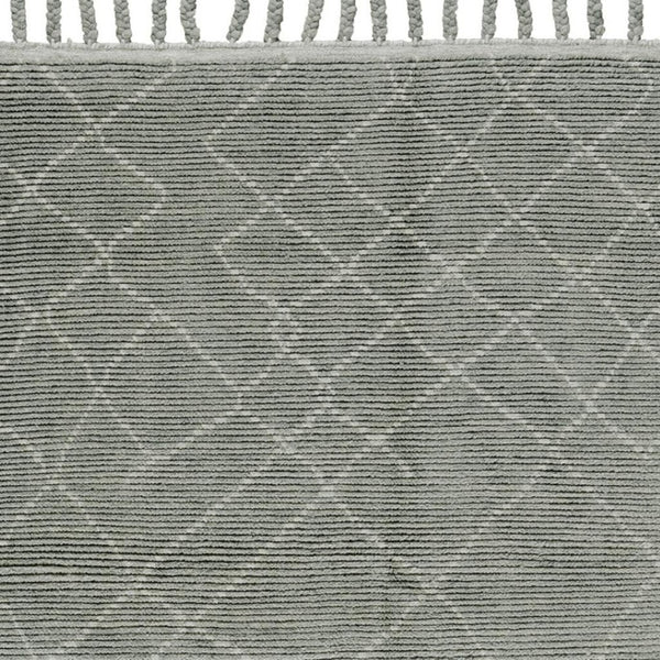 HomeRoots 8' X 12' Green Wool Geometric Hand-Knotted Area Rug - Soft, Durable, Stain-Resistant Design for Style 565758