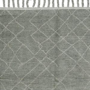 HomeRoots 9' X 13' Green Wool Area Rug - Hand-Knotted Geometric Design, Stain-Resistant, Perfect for Modern Homes 565759