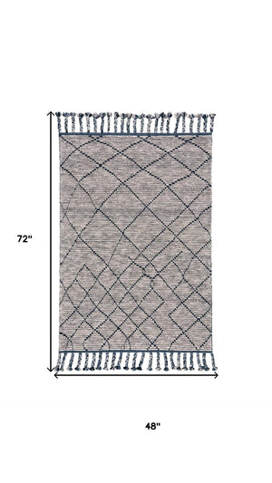 HomeRoots 4' X 6' Taupe Wool Area Rug – Hand-Knotted Geometric Design for Stylish Comfort in Any Room 565761