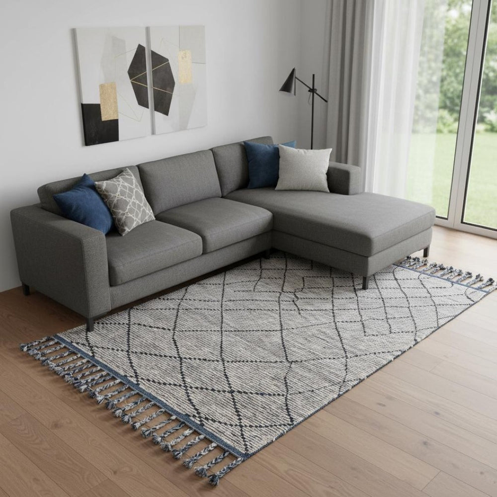 HomeRoots 6' X 9' Taupe Wool Area Rug – Hand-Knotted Geometric Design, Durable & Stylish for Modern Homes 565762