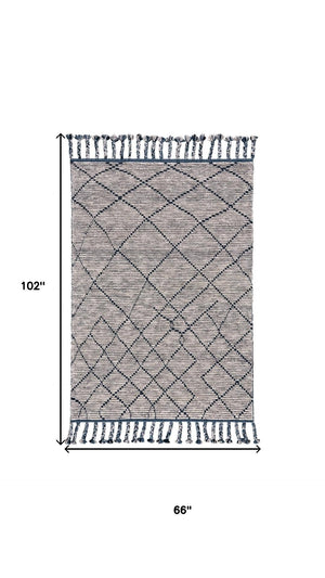 HomeRoots 6' X 9' Taupe Wool Area Rug – Hand-Knotted Geometric Design, Durable & Stylish for Modern Homes 565762