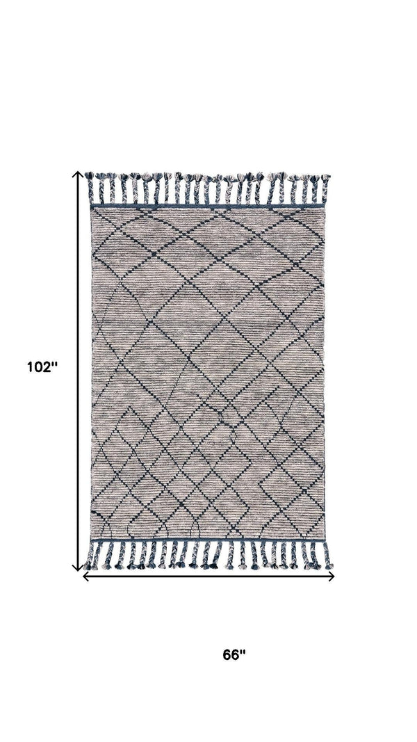 HomeRoots 6' X 9' Taupe Wool Area Rug – Hand-Knotted Geometric Design, Durable & Stylish for Modern Homes 565762