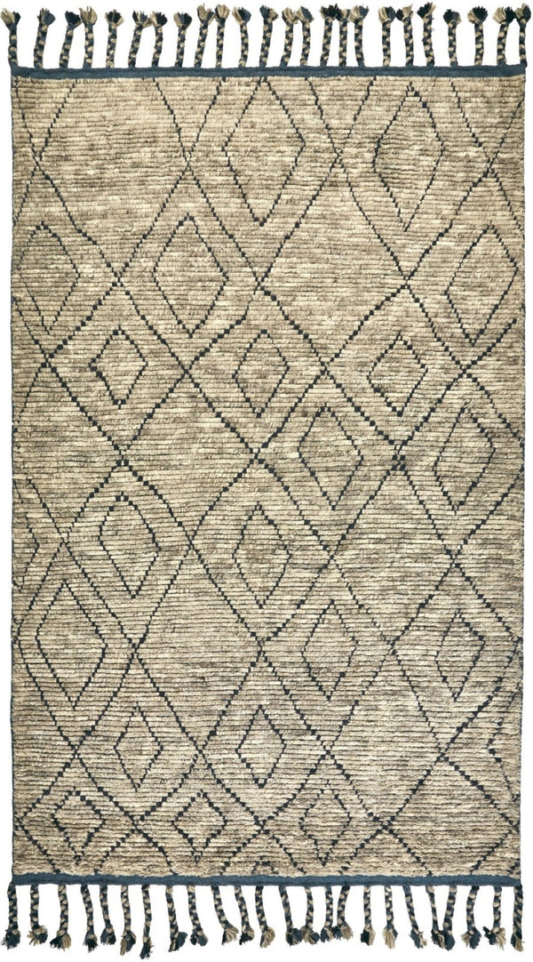 HomeRoots 4' Hand-Knotted Gray Wool Geometric Area Rug - Modern Style, Soft & Stain-Resistant for Family Homes 565764