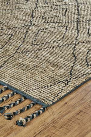 HomeRoots 4' Hand-Knotted Gray Wool Geometric Area Rug - Modern Style, Soft & Stain-Resistant for Family Homes 565764