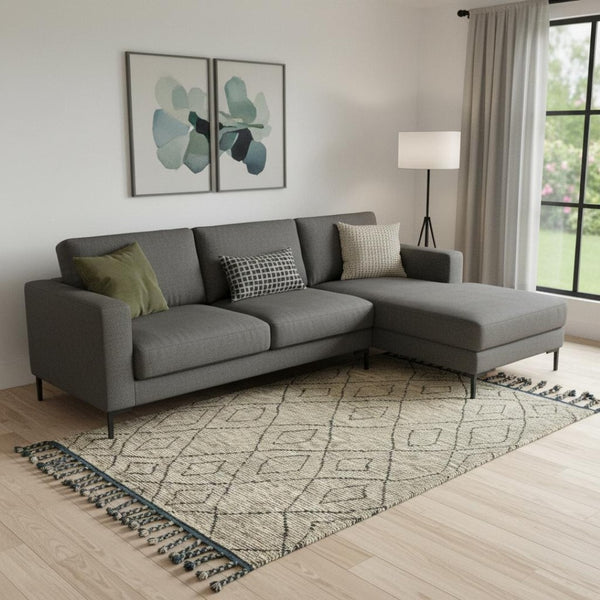 HomeRoots 6' X 9' Gray Wool Area Rug - Hand-Knotted Geometric Design, Stain-Resistant & Durable for Family Homes 565765