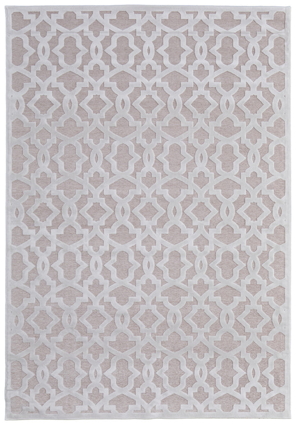 Homeroots 5' X 8' White And Pink Geometric Power Loom Area Rug Pink Viscose 565772