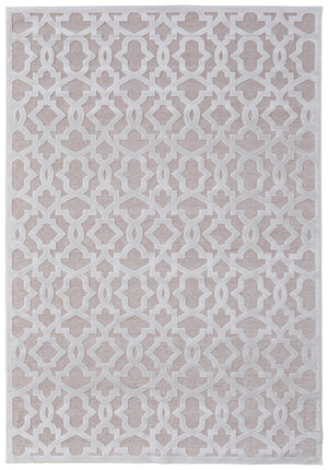 Homeroots 5' X 8' White And Pink Geometric Power Loom Area Rug Pink Viscose 565772