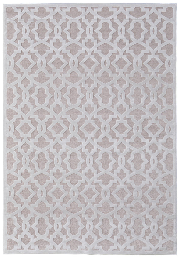 Homeroots 5' X 8' White And Pink Geometric Power Loom Area Rug Pink Viscose 565772