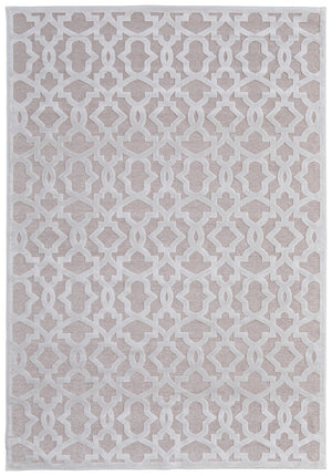 Homeroots 5' X 8' White And Pink Geometric Power Loom Area Rug Pink Viscose 565772