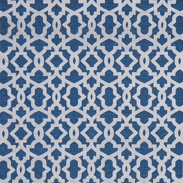 Homeroots 5' X 8' Blue And White Geometric Power Loom Area Rug Blue Viscose 565773
