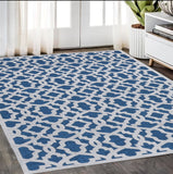 Homeroots 5' X 8' Blue And White Geometric Power Loom Area Rug Blue Viscose 565773