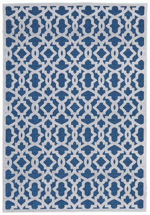 Homeroots 5' X 8' Blue And White Geometric Power Loom Area Rug Blue Viscose 565773