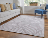 Homeroots 5' X 8' White And Pink Geometric Power Loom Area Rug Pink Viscose 565774