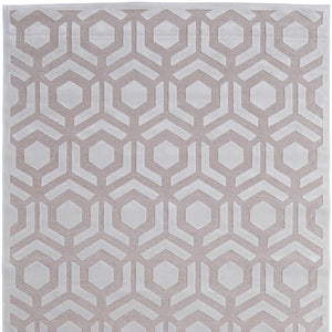 Homeroots 5' X 8' White And Pink Geometric Power Loom Area Rug Pink Viscose 565775
