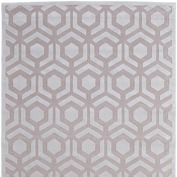 Homeroots 5' X 8' White And Pink Geometric Power Loom Area Rug Pink Viscose 565775