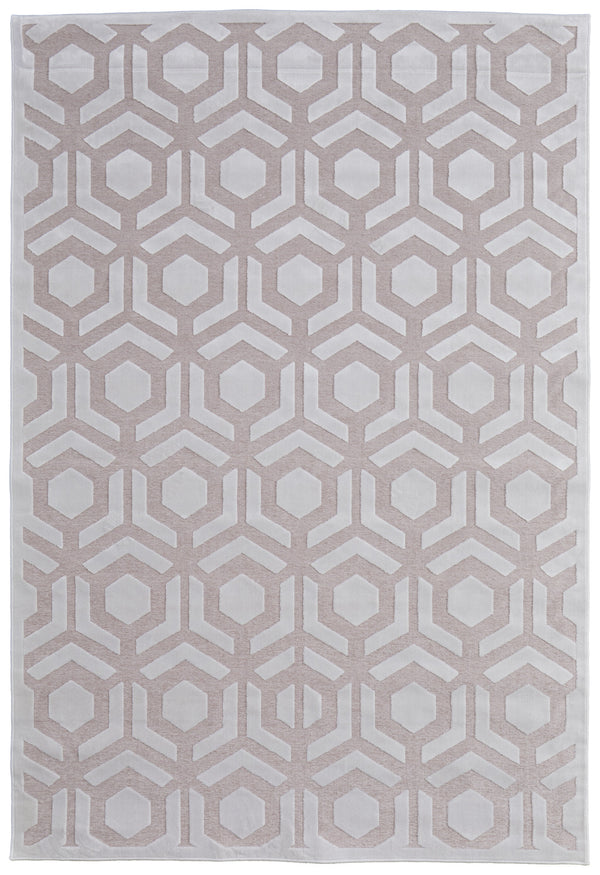 Homeroots 5' X 8' White And Pink Geometric Power Loom Area Rug Pink Viscose 565775