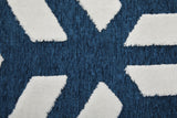 Homeroots 5' X 8' Blue And White Geometric Power Loom Area Rug Blue Viscose 565776