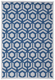 Homeroots 5' X 8' Blue And White Geometric Power Loom Area Rug Blue Viscose 565776