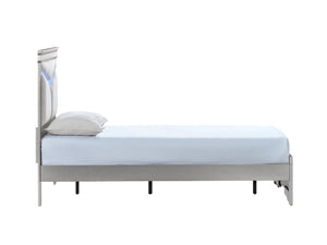 English Elm Lorana Plush Teddy Upholstered Twin Bed with Built-in Led Headboard for Kids Rooms Silver B078S00659
