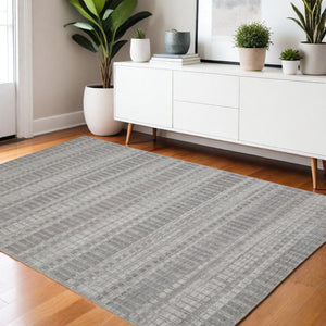 HomeRoots 4' Hand Woven Ivory Geometric Area Rug - Artisan Crafted Wool Blend for Modern Home Decor Accent 4' X 6' 565779