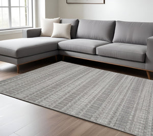 HomeRoots 4' Hand Woven Ivory Geometric Area Rug - Artisan Crafted Wool Blend for Modern Home Decor Accent 7' X 9' 565781