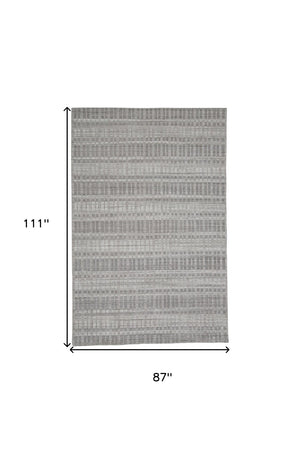 HomeRoots 4' Hand Woven Ivory Geometric Area Rug - Artisan Crafted Wool Blend for Modern Home Decor Accent 7' X 9' 565781