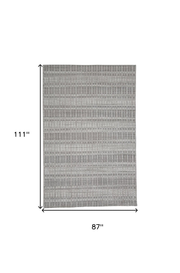 HomeRoots 4' Hand Woven Ivory Geometric Area Rug - Artisan Crafted Wool Blend for Modern Home Decor Accent 7' X 9' 565781