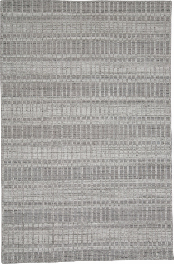 HomeRoots 4' Hand Woven Ivory Geometric Area Rug - Artisan Crafted Wool Blend for Modern Home Decor Accent 7' X 9' 565781