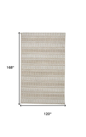 HomeRoots 4' Hand Woven Ivory Geometric Area Rug - Artisan Crafted Wool Blend for Modern Home Decor Accent Gray 565782