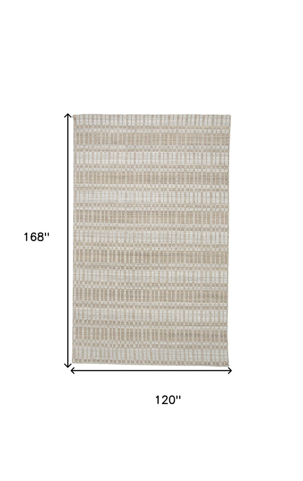 HomeRoots 4' Hand Woven Ivory Geometric Area Rug - Artisan Crafted Wool Blend for Modern Home Decor Accent Gray 565782