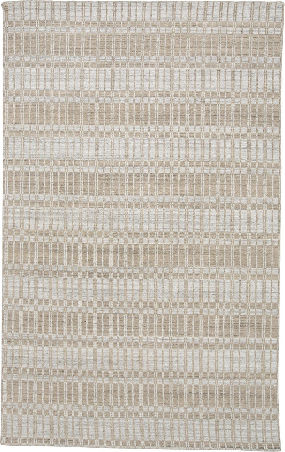 HomeRoots 4' Hand Woven Ivory Geometric Area Rug - Artisan Crafted Wool Blend for Modern Home Decor Accent Gray 565782