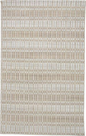 HomeRoots 4' Hand Woven Ivory Geometric Area Rug - Artisan Crafted Wool Blend for Modern Home Decor Accent Gray 565782