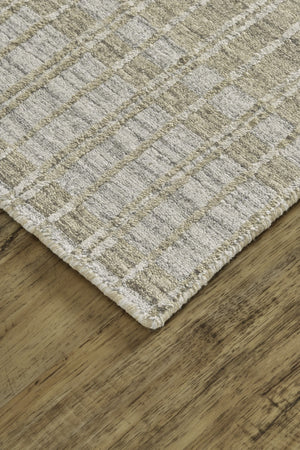 HomeRoots 4' Hand Woven Ivory Geometric Area Rug - Artisan Crafted Wool Blend for Modern Home Decor Accent Gray 565782
