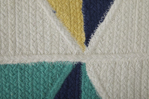 HomeRoots 5' Modern Blue, Ivory, and Yellow Geometric Area Rug – Stylish, Durable Design for Any Space 5' X 8' 565783