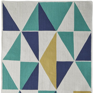 HomeRoots 5' Modern Blue, Ivory, and Yellow Geometric Area Rug – Stylish, Durable Design for Any Space 5' X 8' 565783