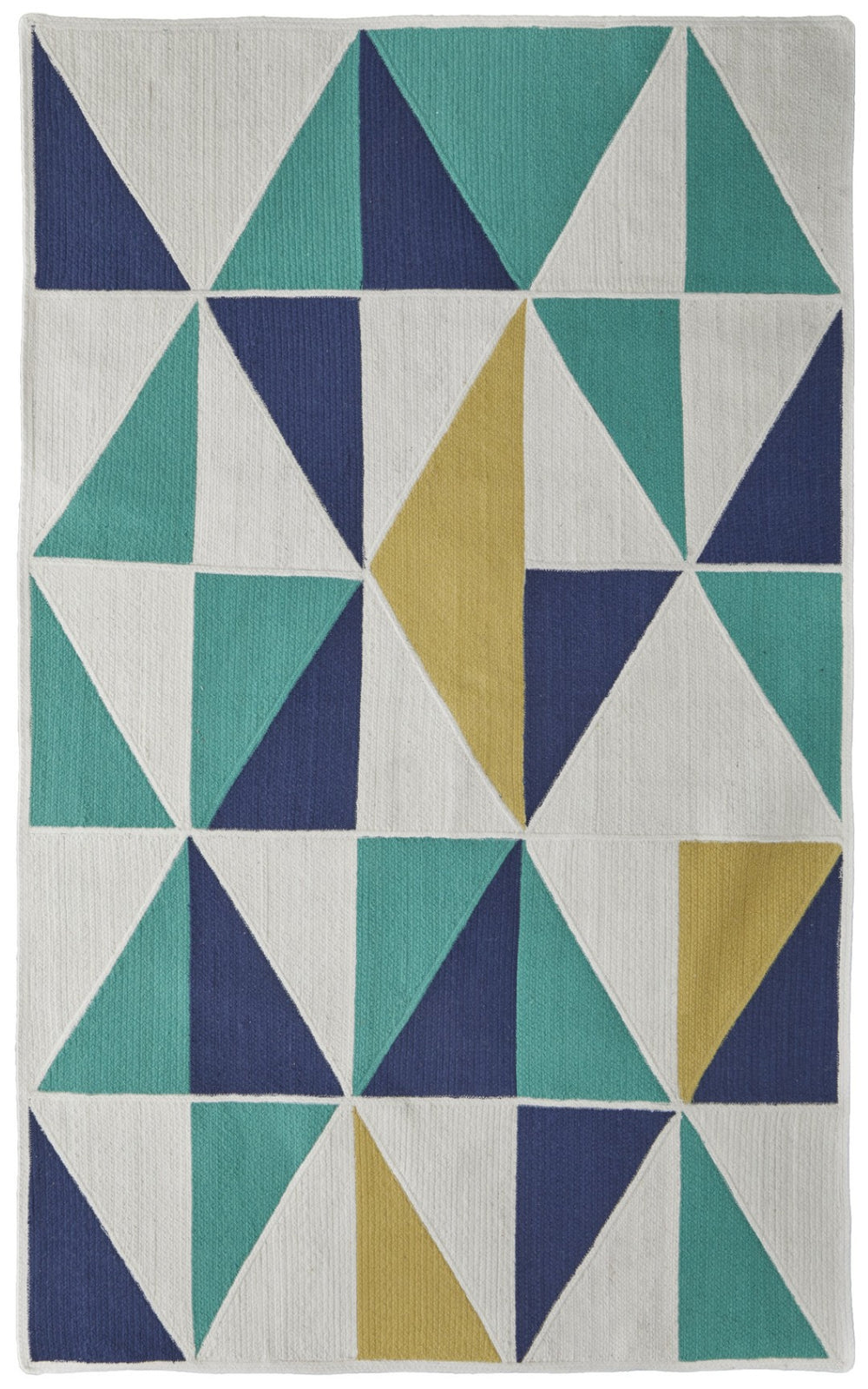 HomeRoots 5' Modern Blue, Ivory, and Yellow Geometric Area Rug – Stylish, Durable Design for Any Space 5' X 8' 565783