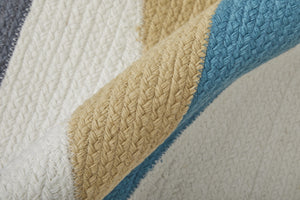 Homeroots 5' X 8' Blue Ivory And Gold Geometric Power Loom Area Rug Blue Polyester 565785