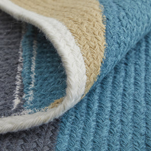 Homeroots 5' X 8' Blue Ivory And Gold Geometric Power Loom Area Rug Blue Polyester 565785