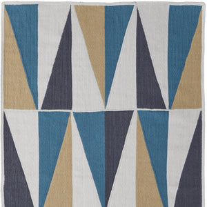 Homeroots 5' X 8' Blue Ivory And Gold Geometric Power Loom Area Rug Blue Polyester 565785