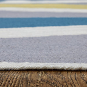 HomeRoots 5' Blue Gray and Yellow Geometric Area Rug – Modern Power Loom Design for Stylish Home Decor 5' X 8' 565786
