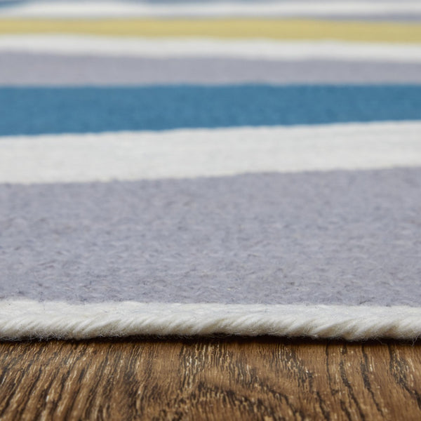 HomeRoots 5' Blue Gray and Yellow Geometric Area Rug – Modern Power Loom Design for Stylish Home Decor 5' X 8' 565786