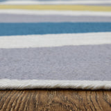 Homeroots 5' X 8' Blue Gray And Yellow Geometric Power Loom Area Rug Gray Polyester 565786