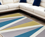 Area Rugs - Stylish Geometric Blue and Yellow Design for a Stunning Home Accent Piece