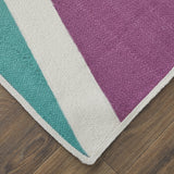 Homeroots 8' X 11' Ivory Purple And Green Geometric Power Loom Area Rug Purple Polyester 565789