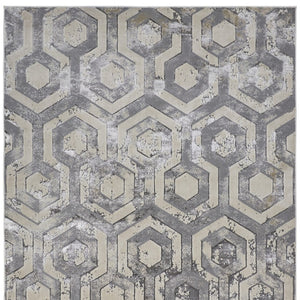 Homeroots 8' Taupe And Gray Abstract Distressed Area Rug - Durable, Stain-resistant, Perfect For Kids & Pets Gray Polyester 565791