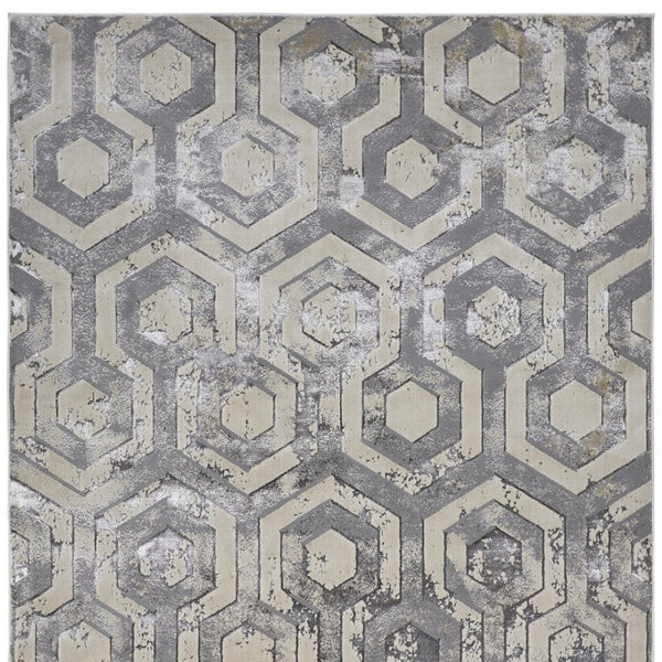 Homeroots 8' Taupe And Gray Abstract Distressed Area Rug - Durable, Stain-resistant, Perfect For Kids & Pets Gray Polyester 565791