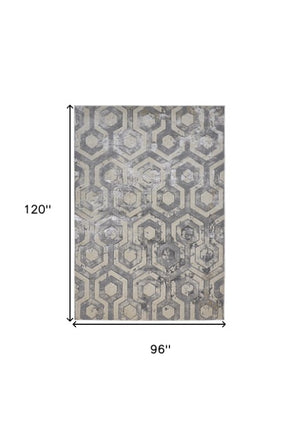 Homeroots 8' Taupe And Gray Abstract Distressed Area Rug - Durable, Stain-resistant, Perfect For Kids & Pets Gray Polyester 565791