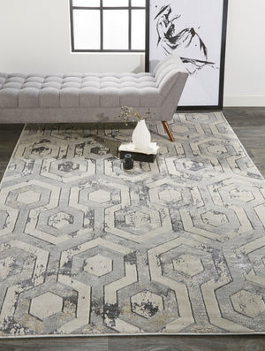 Homeroots 8' Taupe And Gray Abstract Distressed Area Rug - Durable, Stain-resistant, Perfect For Kids & Pets Gray Polyester 565791