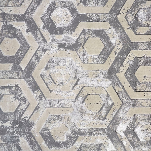 Homeroots 8' Taupe And Gray Abstract Distressed Area Rug - Durable, Stain-resistant, Perfect For Kids & Pets Gray Polyester 565791