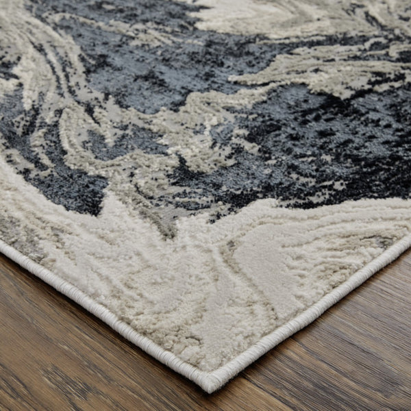 HomeRoots 4' Modern Abstract Area Rug in Ivory, Black & Taupe – Durable, Soft, Stain-Resistant for High-Traffic Areas 8' X 10' 565795